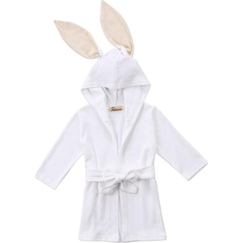 2019 Kid Baby Boy Girl Hooded Bath Robe Rabbit 3D Ear Bathing Anime Cosplay Towel Sleepwear Pajamas 1-5Y
