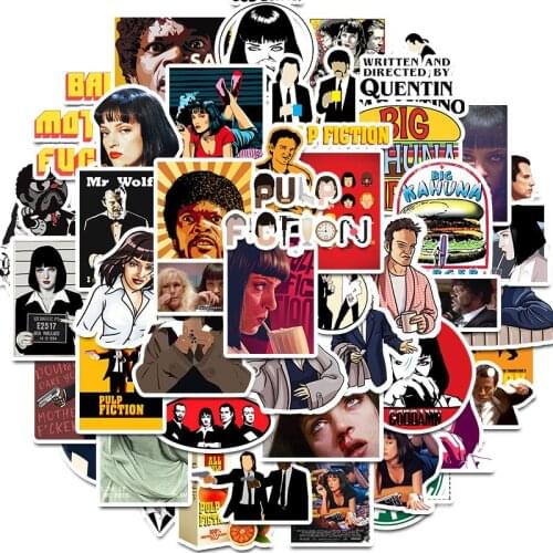 50pcs/pack Pulp Fiction Classic Movie Stickers For Refrigerator Car Helmet DIY Gift box Bicycle Guitar Notebook Skate Etc