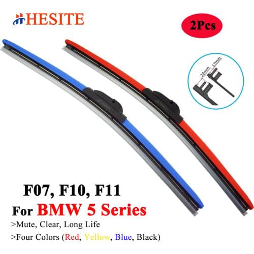 HESITE Colorful Hybrid Red Wiper Blades For BMW 5 Series F07 F10 F11 F90 G30 G31 520D 525D 530D 550D M Sport 2011 2018 2020 2021
