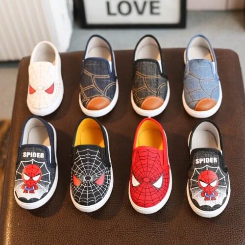 Kids Denim Canvas Spider-Man Shoes, Low Footwear to Help One Pedal, Parent & Child Casual Shoes