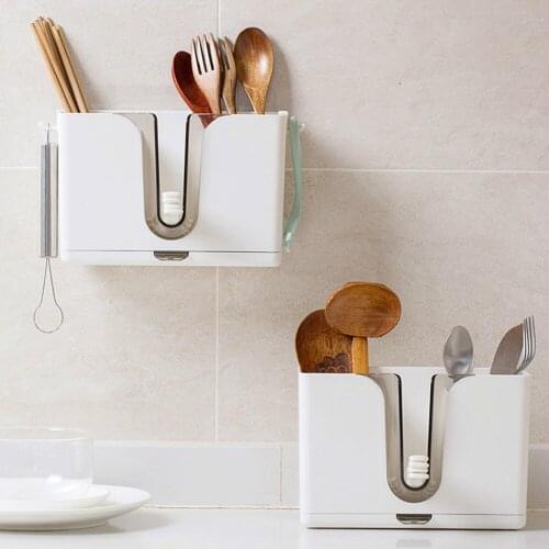 Household wall-mounted chopsticks cutlery storage box drain chopsticks cage kitchen chopsticks box LM3211651