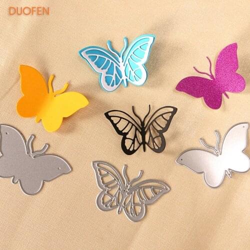 DUOFEN METAL CUTTING DIES 010090 3pcs small butterflies cutout lace hollow embossing stencil DIY Scrapbook Paper Album 2018 new
