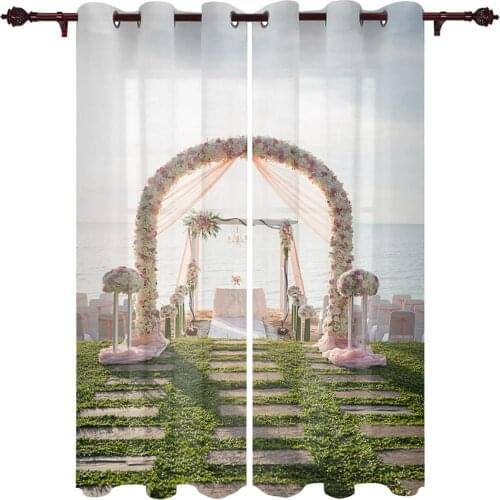 Meadow Flower Stone Brick Large Curtains For Living Dining Modern Simple Curtains Finished Curtains For Dining Room Bedroom