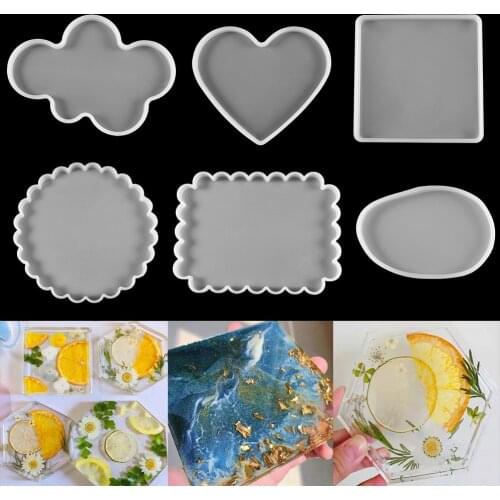 1pcs Resin Casting Molds Silicone Geometric Plate Dish Display Resin Mold Coaster Round Square Jewelry Placement DIY Epoxy Resin