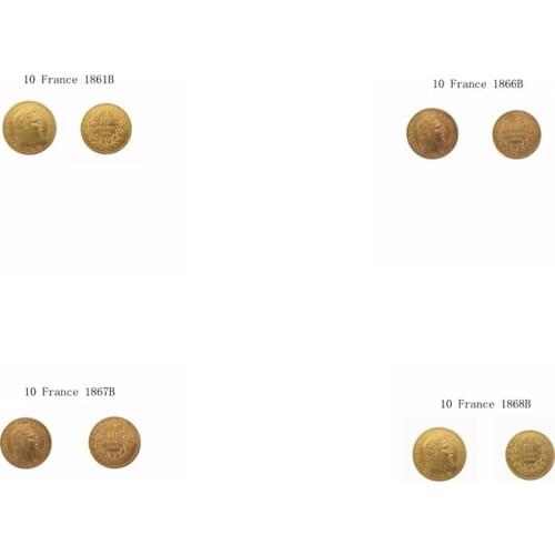 France 1861B 1866B 1867B 1868B 10 Francs Gold Plated Copy Decorate Coin