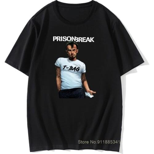 Prison Break T-bag T-shirt Mens Funny Man Tops Tees Black T Shirt Summer Graphic Tops Cotton Tees Hipster Design Tshirt