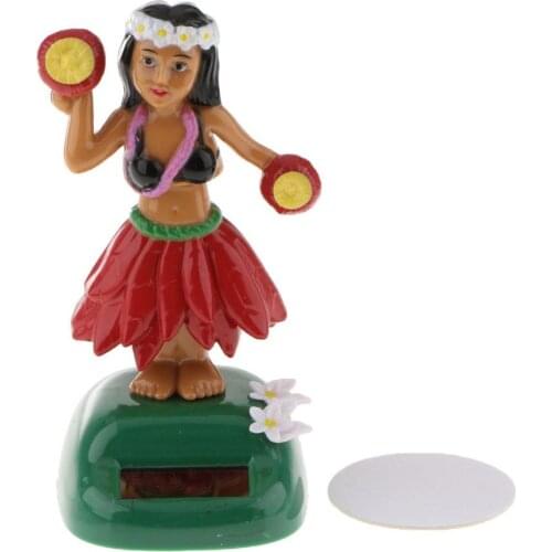 Hawaii Girl Car Solar Powered Dancing Swinging Animated Bobble Head Dancer Toy Novelty Desktop Gift
