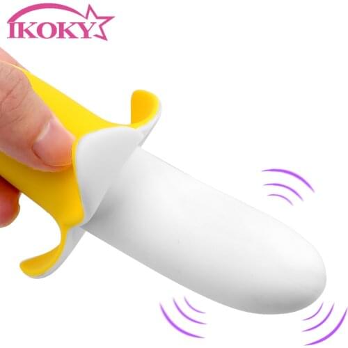IKOKY 10 frequencies Banana-shaped Clitoral Vibrator G-spot Vaginal Stimulator Soft Dildo Female Masturbator Sex Toy for Woman