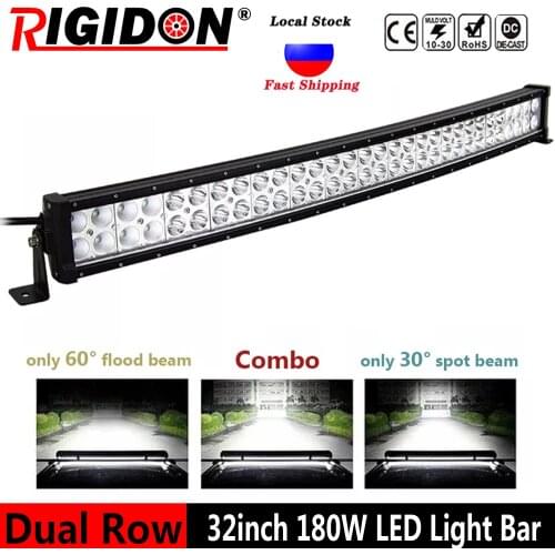 RIGIDON Curved Dual-Row 32inch/180W Led Light Bar Flood Spot Combo Beam for Offroad 4WD 4x4 Truck SUV ATV Truck Boat