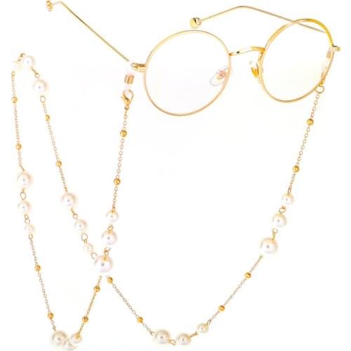 JGL004 2020 latest design fashion sweater chain glasses chain gold pearls beads glasses chain Ladies Hanging Neck jewelry