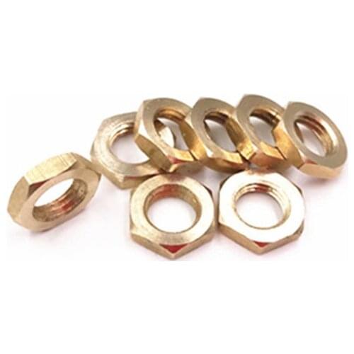 Fine pitch nut brass hex nut M8*1 M10*1 M12*1 thin nut 3mm 4mm thickeness lights screw nut fastener