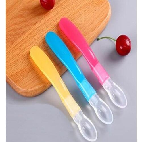 Baby Spoon Newborn Infant Feeding Spoon Flatware Baby Learning Tableware Children Dishes Anti-skid Gift Soft Silicone Silica Gel