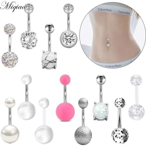 Miqiao 12pcs New Product Wild Variety of Diamond-studded Ball Suit Belly Button Ring Piercing Jewelry
