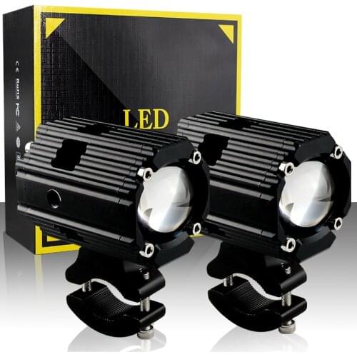 Motorcycle Headlight Double lens Hi Lo beam LED Spotlights Moto Auxiliary Lightings DRL Motorbike Lamps Fog light Universal 12V