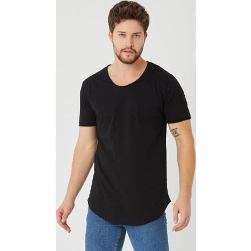 Male Black Dirty Neck Temporary Shed T-shirt