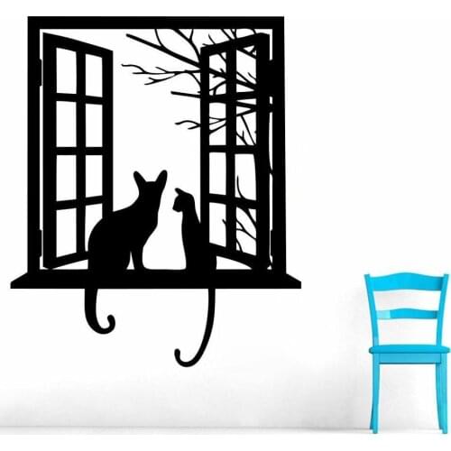 Wall Sticker Cat Looking From Window Interior Design Decor For Kids Bedroom Nursery Creative Pets Shop Vinyl Decal Mural Q240