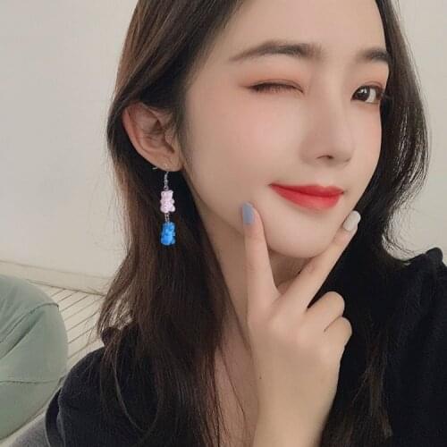 Creative Cute Candy Color Gummy Bears Drop Earrings for Women Mulitilayer Dangle Earring Fashion Earring