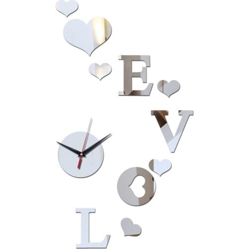 New fashion diy wall clock clocks surface mirror acrylic modern living room quartz needle stickers sticker