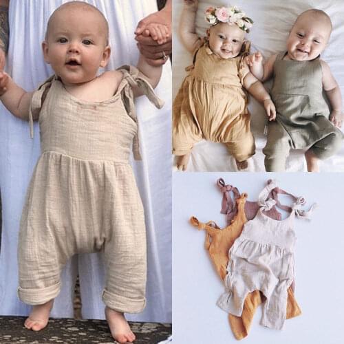 2019 New Summer Cute Infant Kids Baby Girls Boys Romper Sleeveless Belt Solid Jumpsuits Clothes 3 Colors