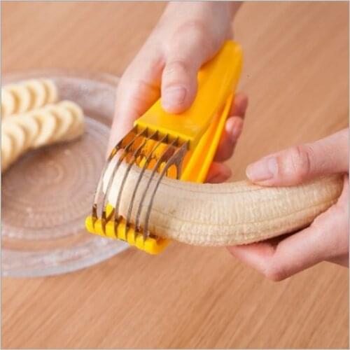 Stainless Steel Banana Cutter Fruit Vegetable Sausage Slicer Salad Sundaes Tools Cooking Tools Kitchen Accessories Gadgets