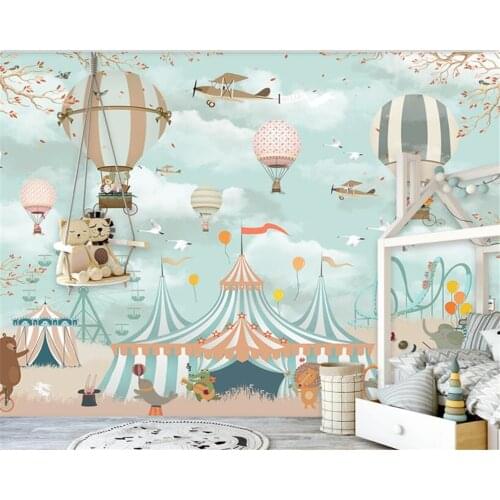 Beibehang Custom Wallpaper Nordic Style Cartoon hot air balloon childrens room Mural Living Room TV Background Wall Wallpaper