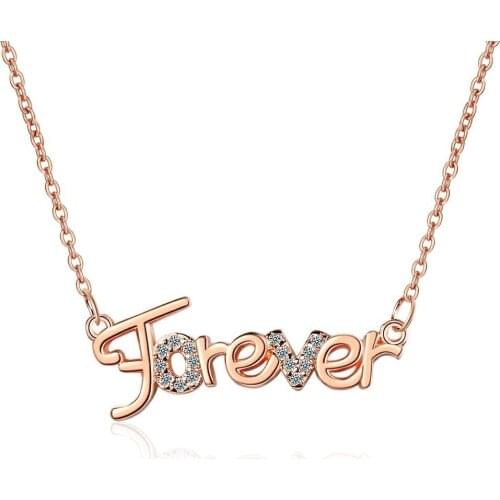 18Kc Rose Gold Plate "FOREVER" Necklace Gifts for Women Mom Sisters Best Friends
