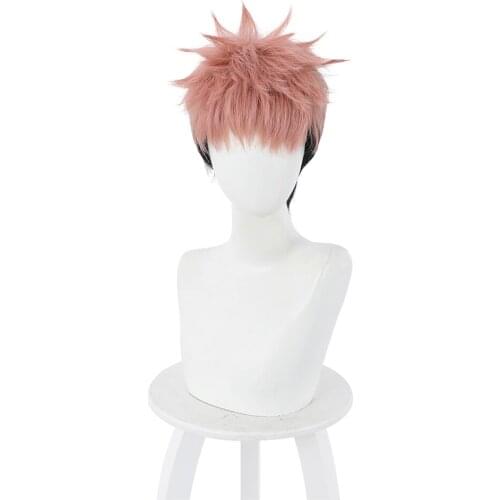 Anime Jujutsu Kaisen Yuuji Itadori Cosplay Wig Heat Resistant Synthetic Hair Carnival Halloween Party Props