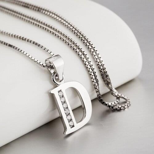 Genuine 925 Sterling Silver Pendant Choker Jewelry For Women Girl Initial Letter D Pendants Necklaces & 18inch Chain Wholesale