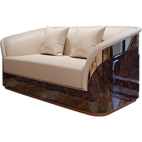 Postmodern light luxury leather sofa combination Italian villa living room luxury hardcover room Nordic simple solid wood