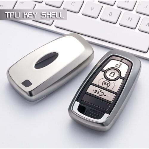 Silver Soft Protective key Case Shell Cover for Ford Edge Mondeo EcoSport Keyless