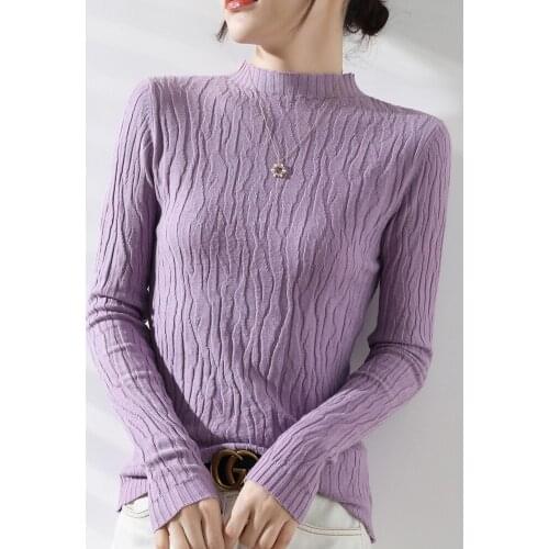 High quality soft cashmere sweater womens new design thickened high neck tight basic womens Pullover solid color