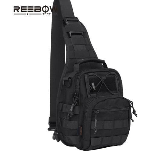REEBOW TACTICAL Military Molle Tactical Utility Chest Bag 1000D Outdoor Sports Hiking Sling Pack Travel Pouch Black Camouflage