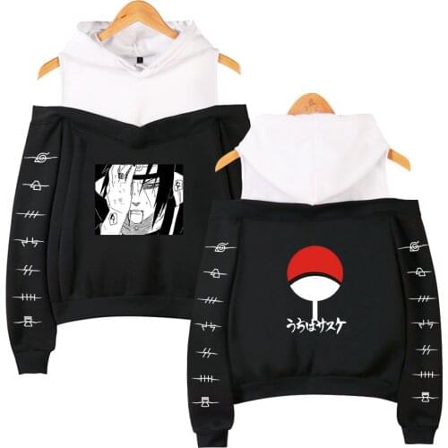Personality Akatsuki Hoodie Anime Sweatshirt Off-shoulder Women Teens Girls Autumn Winter Kpop Fashion girls Clothes