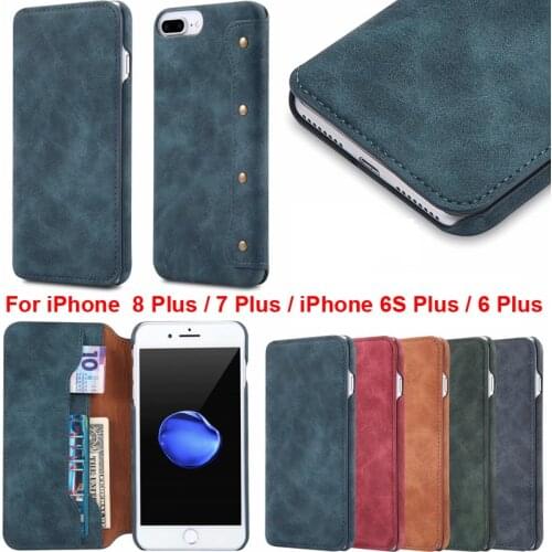 Vintage Wallet Cover for iPhone 8plus 7plus 6plus Business Case Pouch Sleeve iPhone8plus iPhone7plus Super Thin Capa Fundas Bag