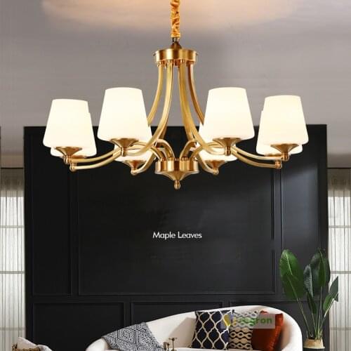 All copper American chandelier living room lamp home bedroom lighting modern gold restaurant led chandelier copper lamp