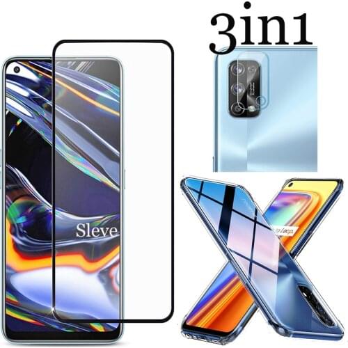 3IN1 Tempered Glass Lens Film TPU Case For Realme7 X7 7i C11 C12 C15 C17 Q2 Pro Narzo 20 V3 V5 X50 6 6I 6S 5 5I 5S XT X2 C3