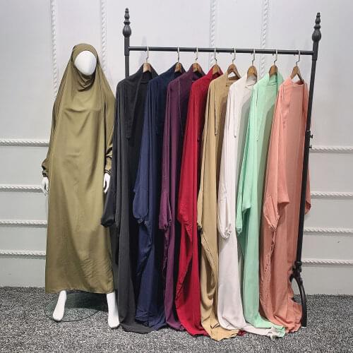 Muslim Women Maxi Prayer Abaya Full Cover Dress Robe Kaftan Arab Hooded Islamic Burqa Khimar Veil Niqab Loose Jilbab Middle East