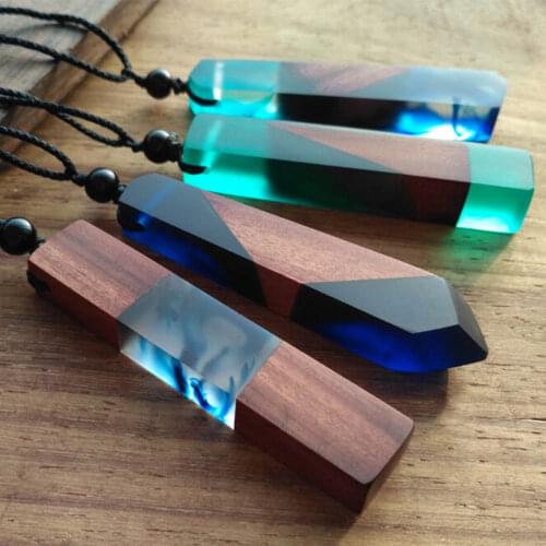 1pcs hot sale Fashion Women Men Necklace Handmade Vintage Resin Wood Necklaces Pendants Long Rope Wooden Necklace Jewelry