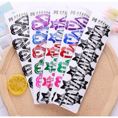 12 PCS New Metal Five-pointed Star Baking Paint Baby BB Clips Cute Girls Hairpins Hair Clips Kids Headwear Children Accessories