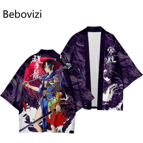 2021 Japanese Samurai Kimono Cardigan Yukata Men Traditional Asia Clothes Vintage Anime Print Shirt Casual Cosplay Haori Costume