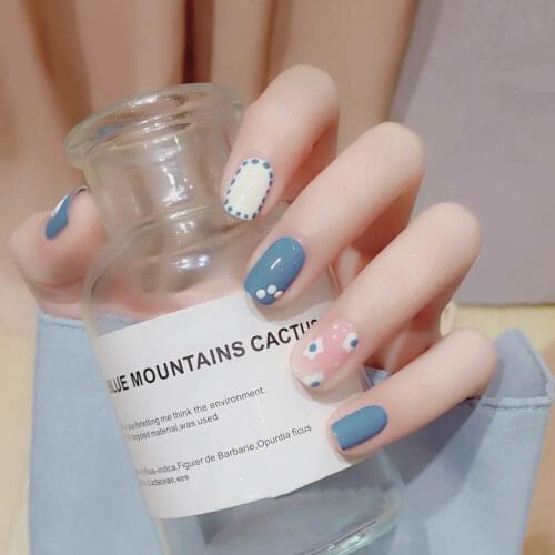 24Pcs False Nails With Design Artifical Nails French Tips Press On Nails Coffin Fake Nails With Glue Stick On Nails