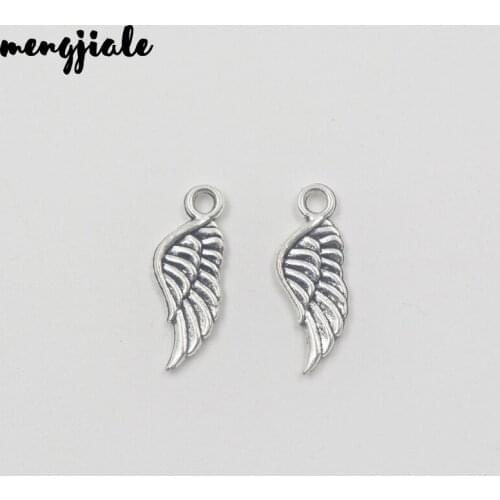 40pcs/lot Charms angel wings Tibetan Silver Plated Pendants Antique Jewelry Making DIY Handmade Craft 21x7mm