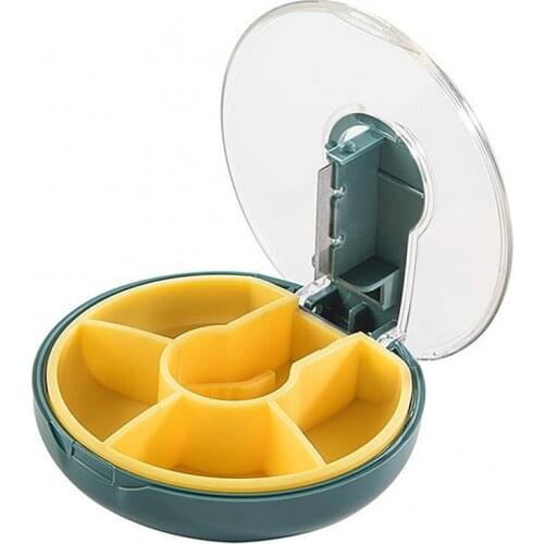 50% Hot Sale Double Sealed Pill Box Portable Round 5 Compartment Medicine Dispenser Splitters