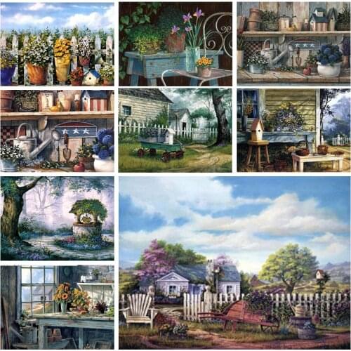 5D Diamond Painting Pastoral Scenery Series Hand-painted Rhinestone Mosaic Embroidery Home Decoration Mosaic Art Painting