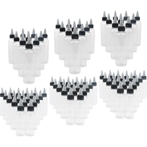 90x 2/4oz Empty Plastic Squeeze Bottle Condiment W/ Top Cap Tip Applicator