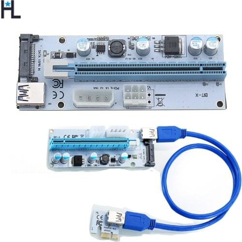 PCIE Express 1X to 16X Riser Card desktop video card Adapter Power by 15pin SATA 4pin 6pin for Mining Bitcoin Litecoin gaming
