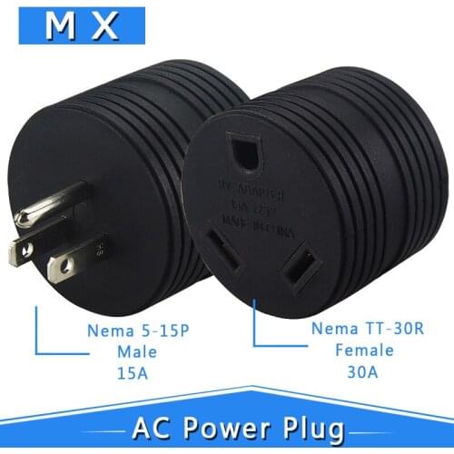 [5-15P male to TT-30R female] Nema 5-15P to TT-30R 30Amp RV AC adapter, 15A male to 30A female RV Camper power adapter