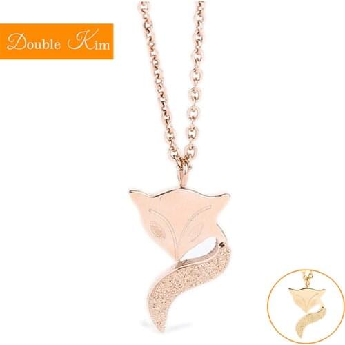 Small Fox Pendant Necklace Gold Rose Gold Color Titanium Stainless Steel Material Chain Necklaces Fashion Trendy Women Jewelry