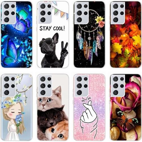 For Samsung Galaxy S21 Ultra 5G Case SM-G998B Soft Silicone Cute Painted Cover For Samsung S21 Ultra S21Ultra Phone Cases Bumper