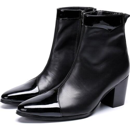 Christia Bella Simplicity Men Shoes Solid Genuine Leather Boots New Fashion Pointed Toe Boots Big Size Zipper Ankle Boots